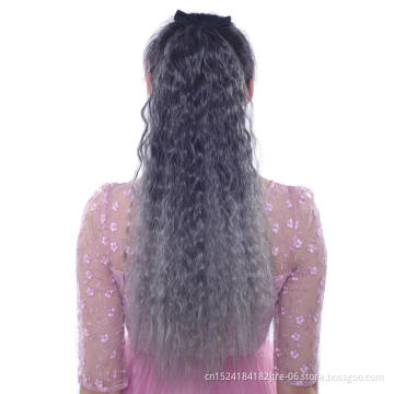 silver grey afro kinky ponytail hair wig, gray hair ponytail